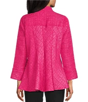 IC Collection Crinkle Jacquard Textured High Neck Bracelet Sleeve Button Front Jacket