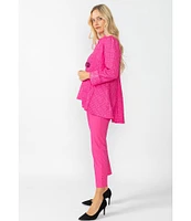IC Collection Crinkle Jacquard Textured High Neck Bracelet Sleeve Button Front Jacket