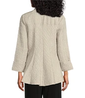 IC Collection Crinkle Jacquard Textured High Neck Bracelet Sleeve Button Front Jacket