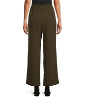 IC Collection Crinkle Woven Elastic Waist Wide Leg Pull-On Pants