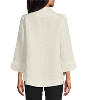 IC Collection Crinkle Woven High Neck Bracelet Sleeve Asymmetrical Jacket