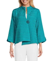 IC Collection Crinkle Woven High Neck Bracelet Sleeve Asymmetrical Jacket