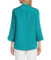 IC Collection Crinkle Woven High Neck Bracelet Sleeve Asymmetrical Jacket