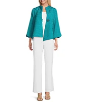 IC Collection Crinkle Woven High Neck Bracelet Sleeve Asymmetrical Jacket