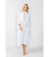 IC Collection Textured Bubble Check Woven Mock Neck Sleeveless Pocketed Swing Waistless Midi Dress