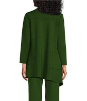 IC Collection Knit Crepe Lapel Collar Long Sleeve Asymmetrical Hem Jacket