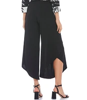 IC Collection Knit Jersey Side Wrap Angled Hem Wide Leg Pull-On Cropped Pants