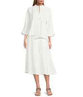 IC Collection Knit Lace Cut Floral Stand Collar 3/4 Sleeve Asymmetrical Jacket