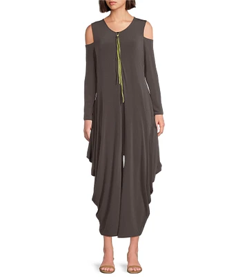 IC Collection Knit Round Neck Cold Should Long Sleeve Harem Jumpsuit