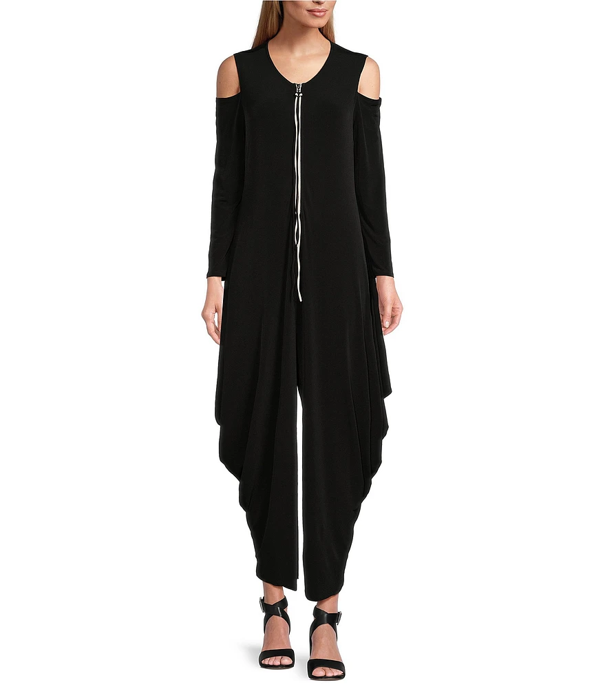 IC Collection Knit Round Neck Cold Should Long Sleeve Harem Jumpsuit