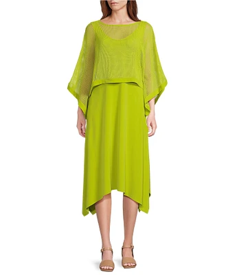 IC Collection Knit Scop Neck 3/4 Sleeve Overlay Dress