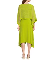 IC Collection Knit Scop Neck 3/4 Sleeve Overlay Dress