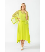 IC Collection Knit Scop Neck 3/4 Sleeve Overlay Dress