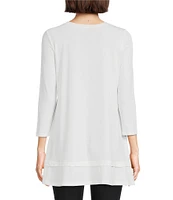 IC Collection Round Neck 3/4 Sleeve Knit Jersey Layered Tunic