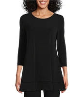 IC Collection Round Neck 3/4 Sleeve Knit Jersey Layered Tunic