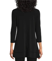 IC Collection Round Neck 3/4 Sleeve Knit Jersey Layered Tunic