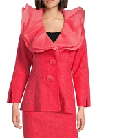 IC Collection Organza Ruffle V-Neck Long Sleeve Jacket