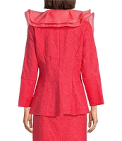 IC Collection Organza Ruffle V-Neck Long Sleeve Jacket
