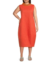 IC Collection Plus High Neck Sheer Trim Sleeveless Balloon Dress