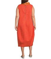 IC Collection Plus High Neck Sheer Trim Sleeveless Balloon Dress