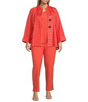 IC Collection Plus Size Crinkle Jacquard High Neck Bracelet Sleeve Fit-And-Flare Jacket