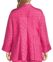 IC Collection Plus Size Crinkle Jacquard High Neck Bracelet Sleeve Fit-And-Flare Jacket