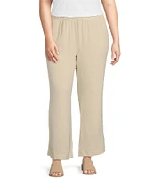 IC Collection Plus Size Crinkled Woven Elastic Waist Wide Leg Pull-On Pants