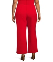 IC Collection Plus Size Knit Elastic Waist Coordinating Wide Leg Pull-On Ankle Pants