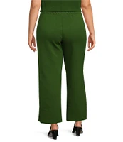 IC Collection Plus Size Knit Elastic Waist Coordinating Wide Leg Pull-On Ankle Pants