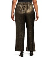 IC Collection Plus Size Metallic Woven Elastic Waist Wide Leg Pull-On Pants