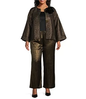 IC Collection Plus Size Metallic Woven Elastic Waist Wide Leg Pull-On Pants