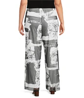 IC Collection Plus Size Printed Mesh Elastic Waist Wide Leg Pull-On Coordinating Pants