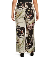 IC Collection Plus Size Coordinating Printed Woven High Waist Wide Leg Pull-On Pants