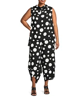 IC Collection Plus Size Woven Dot Print Elastic Waist Tulip Hem Crop Pants