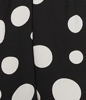 IC Collection Plus Size Woven Dot Print Elastic Waist Tulip Hem Crop Pants