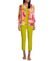 IC Collection Pop Art Geo Print Mandarin Collar Bracelet Sleeve Button Front Jacket