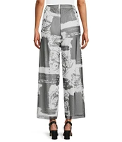 IC Collection Printed Mesh Elastic Waist Wide Leg Pull-On Coordinating Pants