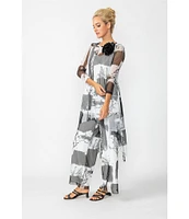 IC Collection Printed Mesh Elastic Waist Wide Leg Pull-On Coordinating Pants