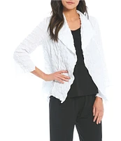 IC Collection Shawl Collar Open Front Asymmetric Hem 3/4 Sleeve Statement Jacket