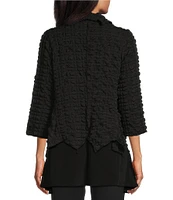 IC Collection Shawl Collar Open Front Asymmetric Hem 3/4 Sleeve Statement Jacket