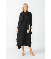 IC Collection Shawl Collar Open Front Asymmetric Hem 3/4 Sleeve Statement Jacket