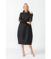 IC Collection Sleeveless Sheer Organza Funnel Neck Balloon Waistless Midi Dress