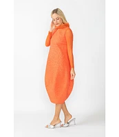 IC Collection Sleeveless Sheer Organza Funnel Neck Balloon Waistless Midi Dress
