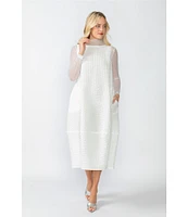 IC Collection Sleeveless Sheer Organza Funnel Neck Balloon Waistless Midi Dress
