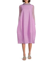 IC Collection Sleeveless Sheer Organza Funnel Neck Balloon Waistless Midi Dress