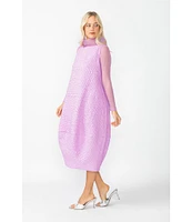 IC Collection Sleeveless Sheer Organza Funnel Neck Balloon Waistless Midi Dress