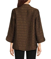 IC Collection Texture Woven High Neck Asymmetrical Hem One Button Jacket