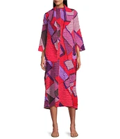 IC Collection Waffle Knit Geometric Color Block Open Collar Bracelet Sleeve Jacket