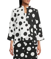 IC Collection Woven Dot Combo Print High Neck Bracelet Sleeve Jacket
