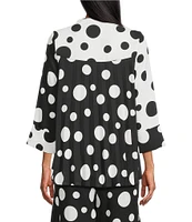 IC Collection Woven Dot Combo Print High Neck Bracelet Sleeve Jacket